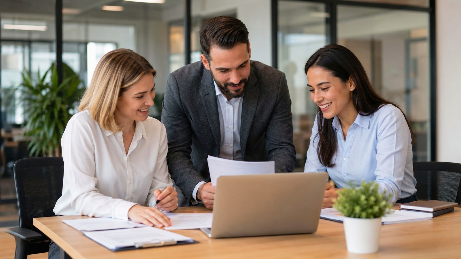 Équipe de travail dans un bureau